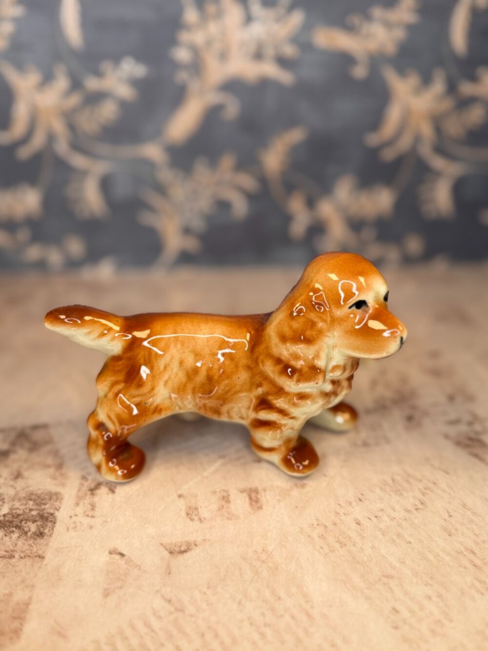 Vintage Porcelain Spaniel Figurine Orange & White Dog Statue - Picture 5 of 6